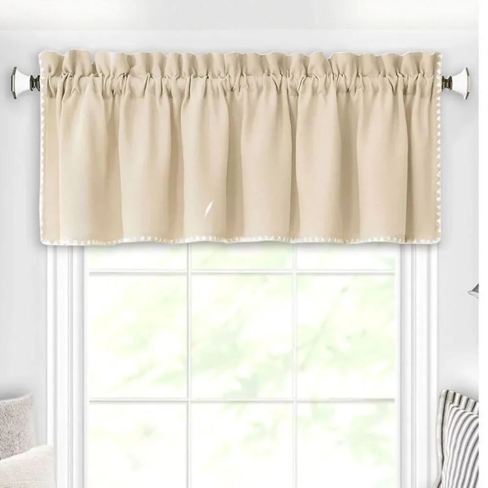 PowerSellerUSA Stitch Embroidery Borders Window Kitchen Valance, 58W x 14L
